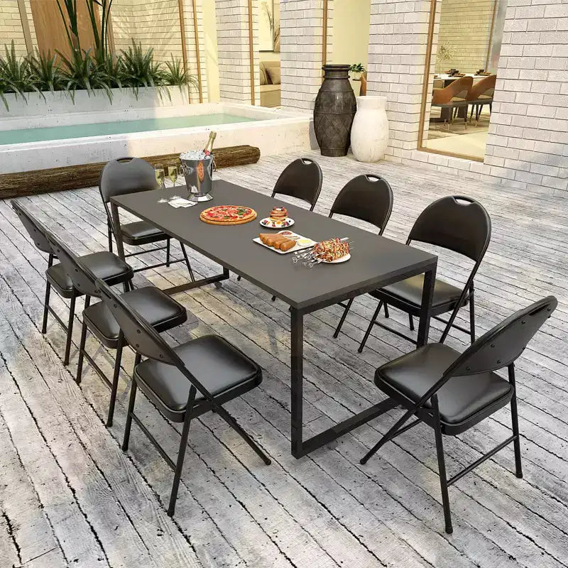 Costway Lot de 2/4/8/10/12 chaises pliantes rembourrées avec cadre en métal et revêtement en cuir PVC, chaises empilables