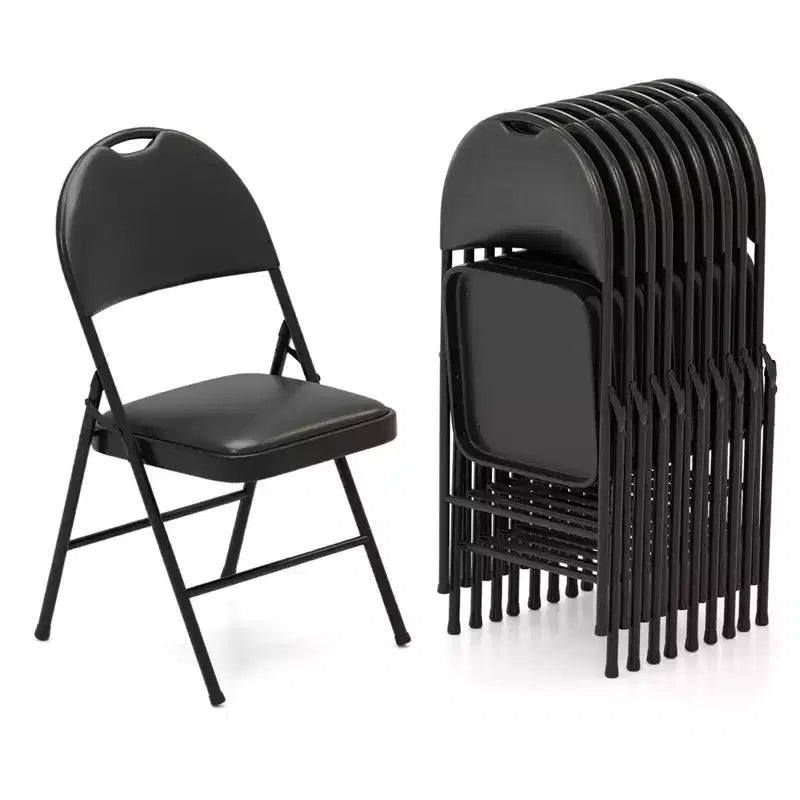 Costway Lot de 2/4/8/10/12 chaises pliantes rembourrées avec cadre en métal et revêtement en cuir PVC, chaises empilables