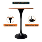 Table de salle à manger LeisureMod Verve 24 carrés, hauteur bar - Table de comptoir moderne avec plateau en MDF et piètement colonne noir pour cuisine, maison et pub