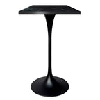 Table de salle à manger LeisureMod Verve 24 carrés, hauteur bar - Table de comptoir moderne avec plateau en MDF et piètement colonne noir pour cuisine, maison et pub