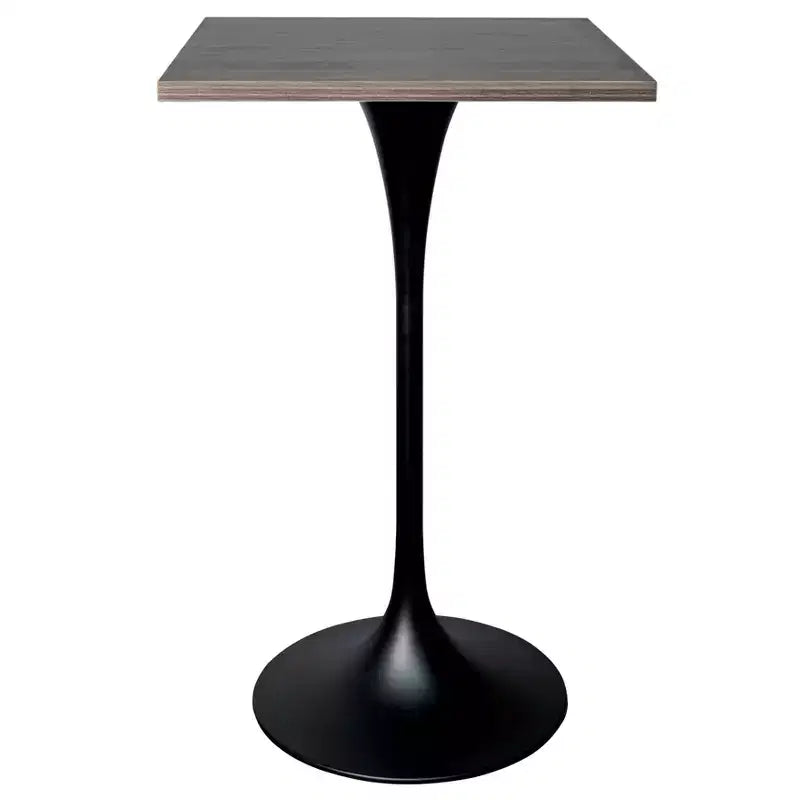 Table de salle à manger LeisureMod Verve 24 carrés, hauteur bar - Table de comptoir moderne avec plateau en MDF et piètement colonne noir pour cuisine, maison et pub