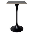 Table de salle à manger LeisureMod Verve 24 carrés, hauteur bar - Table de comptoir moderne avec plateau en MDF et piètement colonne noir pour cuisine, maison et pub