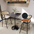 Table de salle à manger LeisureMod Verve 24 carrés, hauteur bar - Table de comptoir moderne avec plateau en MDF et piètement colonne noir pour cuisine, maison et pub