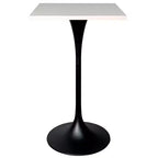 Table de salle à manger LeisureMod Verve 24 carrés, hauteur bar - Table de comptoir moderne avec plateau en MDF et piètement colonne noir pour cuisine, maison et pub