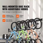 VEVOR Range-vélo mural pour 6 vélos et 3 crochets pour casques, support de rangement pour vélo, organisateur pour la maison et le garage