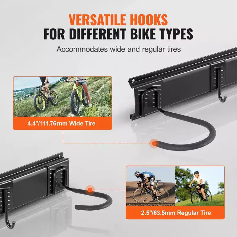 VEVOR Range-vélo mural pour 6 vélos et 3 crochets pour casques, support de rangement pour vélo, organisateur pour la maison et le garage