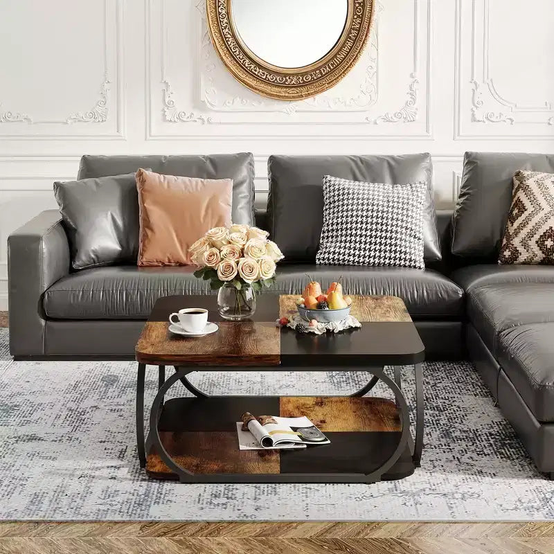 MAYEERTY 39 Table Basse Carrée Polyvalente Surface Lisse Facile à Nettoyer pour Salon
