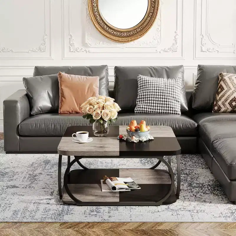 MAYEERTY 39 Table Basse Carrée Polyvalente Surface Lisse Facile à Nettoyer pour Salon