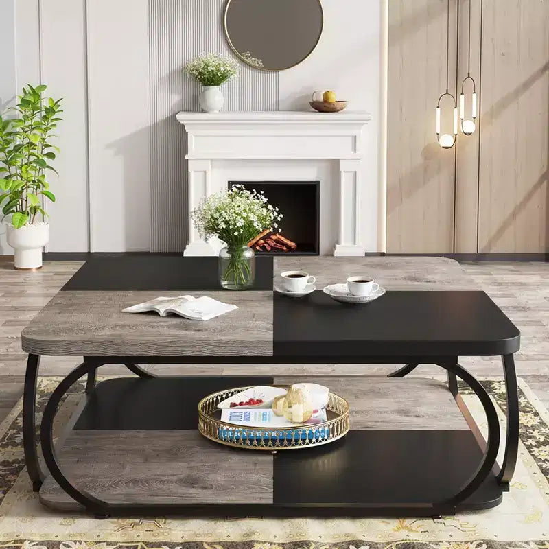 MAYEERTY 39 Table Basse Carrée Polyvalente Surface Lisse Facile à Nettoyer pour Salon