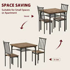 Ensemble de 5 pièces de table de salle à manger pour 4 avec étagère de rangement, ensemble de table de salle à manger rectangulaire en métal et bois pour cuisine, salle à manger, coin repas, marron rustique