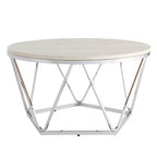 Luna Faux Stone Round Coffee Table - Silver - SEI