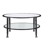 Jaymes Metal/Glass Round Cocktail Table - Black - SEI