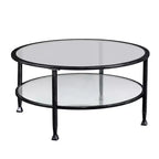 Table basse ronde en métal et verre Jaymes - Noir - SEI