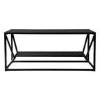 Argall Glass-Top Cocktail Table with Storage - Black - SEI