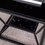 Table basse Argall avec plateau en verre et rangement - Noir - SEI