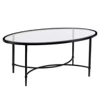 Table basse ovale Quinton en métal et verre - Noire - SEI
