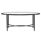 Table basse ovale Quinton en métal et verre - Noire - SEI
