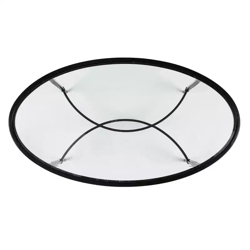 Table basse ovale Quinton en métal et verre - Noire - SEI