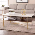 Table basse rectangulaire Ardmillan avec rangement - Laiton - SEI