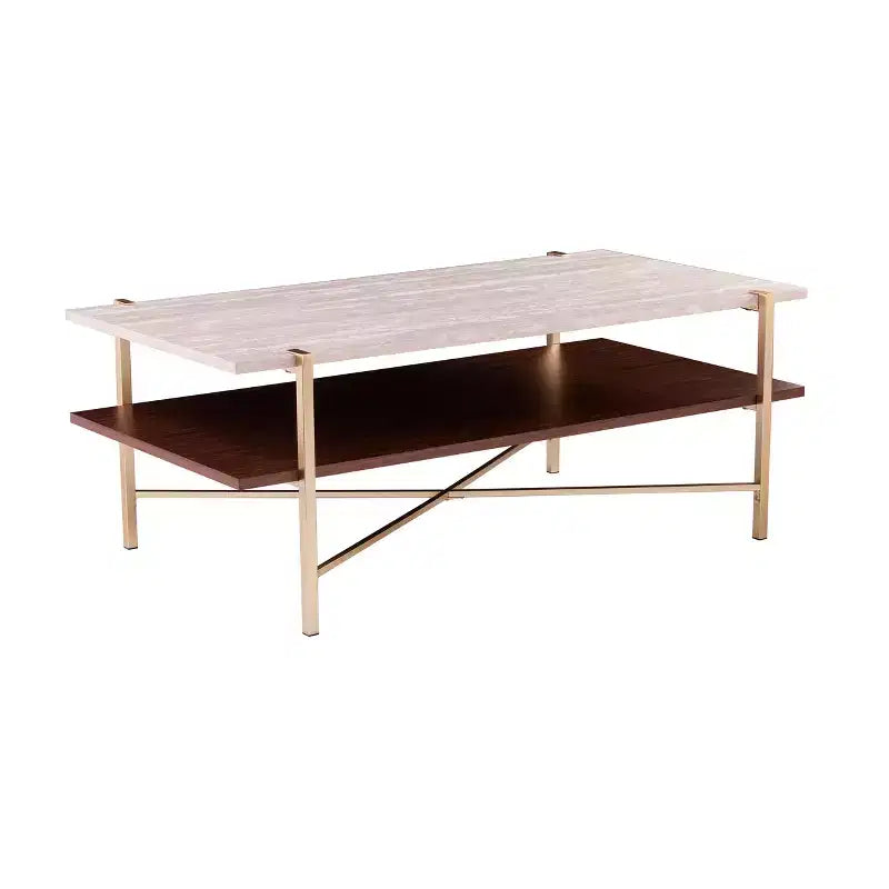 Table basse rectangulaire Ardmillan avec rangement - Laiton - SEI