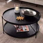 Table basse de style campagnard Verlington Round – Noire – SEI