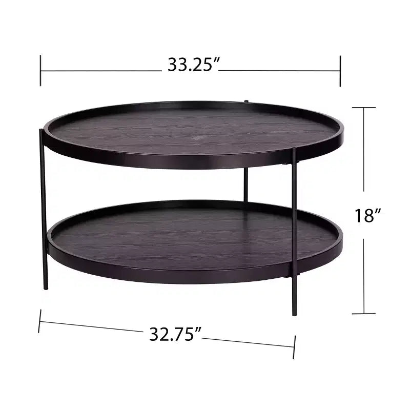 Table basse de style campagnard Verlington Round – Noire – SEI