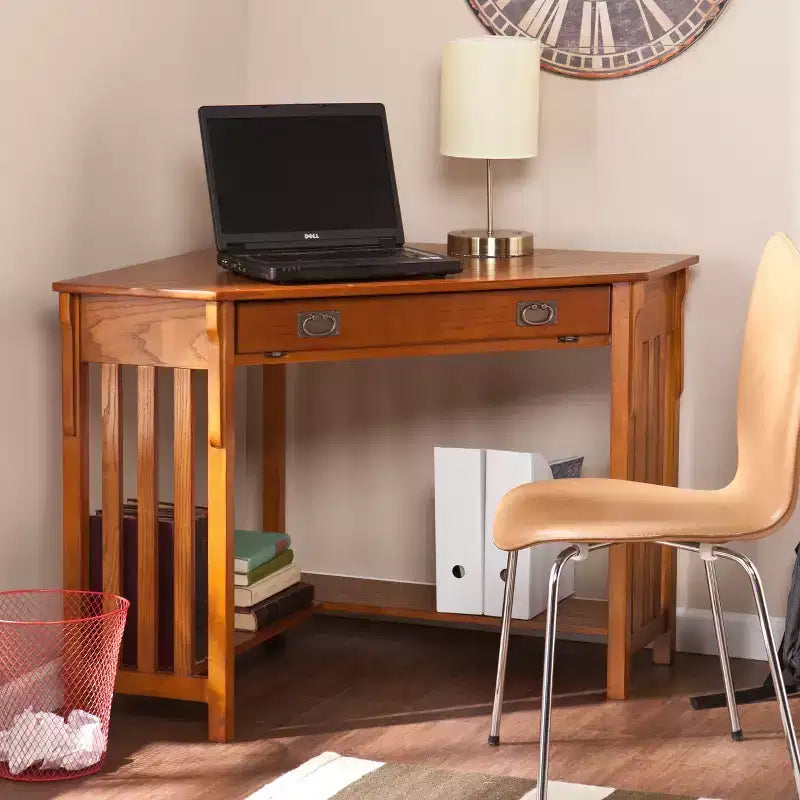 Bureau d'angle pour ordinateur Hughton – Chêne Mission – Marron – SEI