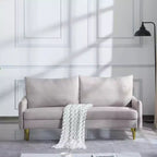 MAYEERTY 67 Modern Loveseat - Curved Arms & Back, Removable Washable Back Covers, Gold Metal Legs