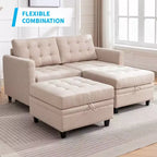 Canapé modulable convertible Mjkone avec accoudoir réglable, pouf de rangement mobile