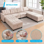 Canapé d'angle convertible modulaire Mjkone avec accoudoir réglable, pouf de rangement, canapé-lit moderne en L/U