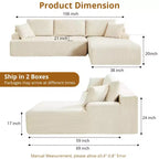 Canapé nuage avec canapé sectionnel en forme de L, en velours côtelé, canapé modulaire sans accoudoirs, moderne, aucun assemblage requis pour salon, appartement et petit espace
