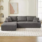 Canapé nuage avec canapé sectionnel en forme de L, en velours côtelé, canapé modulaire sans accoudoirs, moderne, aucun assemblage requis pour salon, appartement et petit espace