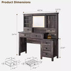 Coiffeuse de ferme SinCiDo 48 avec miroirs coulissants haute définition, station de charge, lumières LED, 7 tiroirs et étagères, coiffeuse de chambre