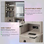 Coiffeuse de ferme SinCiDo 48 avec miroirs coulissants haute définition, station de charge, lumières LED, 7 tiroirs et étagères, coiffeuse de chambre
