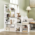 Costway 1/2 PCS Étagère à 4 Niveaux avec 6 Casiers de Rangement Bibliothèque Moderne Géométrique en Escalier de 64 po de Hauteur