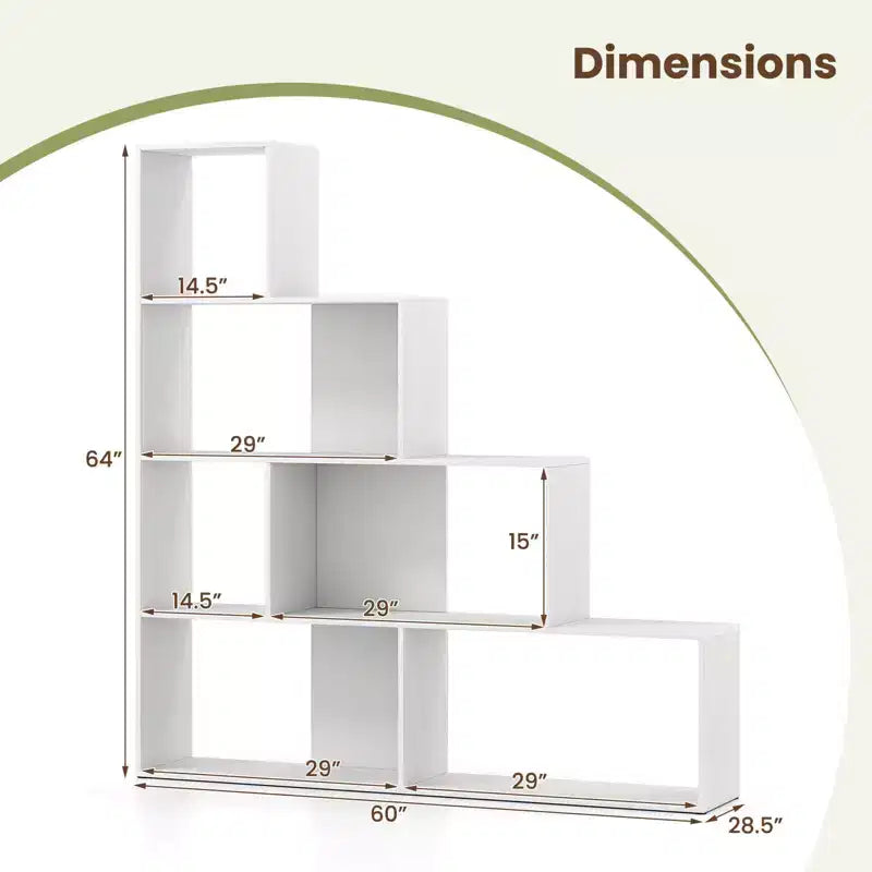 Costway 1/2 PCS Étagère à 4 Niveaux avec 6 Casiers de Rangement Bibliothèque Moderne Géométrique en Escalier de 64 po de Hauteur