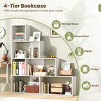 Costway 1/2 PCS Étagère à 4 Niveaux avec 6 Casiers de Rangement Bibliothèque Moderne Géométrique en Escalier de 64 po de Hauteur