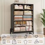 Commode Garvee 4+2 pour chambre à coucher, commode haute de 118 cm, tiroir haut avec rangement autonome, commode en bois pour salon, chambre à coucher, chêne naturel