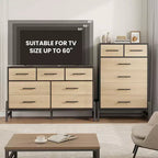 Commode Garvee 4+2 pour chambre à coucher, commode haute de 118 cm, tiroir haut avec rangement autonome, commode en bois pour salon, chambre à coucher, chêne naturel