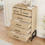 Commode Garvee 4+2 pour chambre à coucher, commode haute de 118 cm, tiroir haut avec rangement autonome, commode en bois pour salon, chambre à coucher, chêne naturel