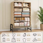 Commode Garvee 4+2 pour chambre à coucher, commode haute de 118 cm, tiroir haut avec rangement autonome, commode en bois pour salon, chambre à coucher, chêne naturel