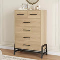 Commode Garvee 4+2 pour chambre à coucher, commode haute de 118 cm, tiroir haut avec rangement autonome, commode en bois pour salon, chambre à coucher, chêne naturel