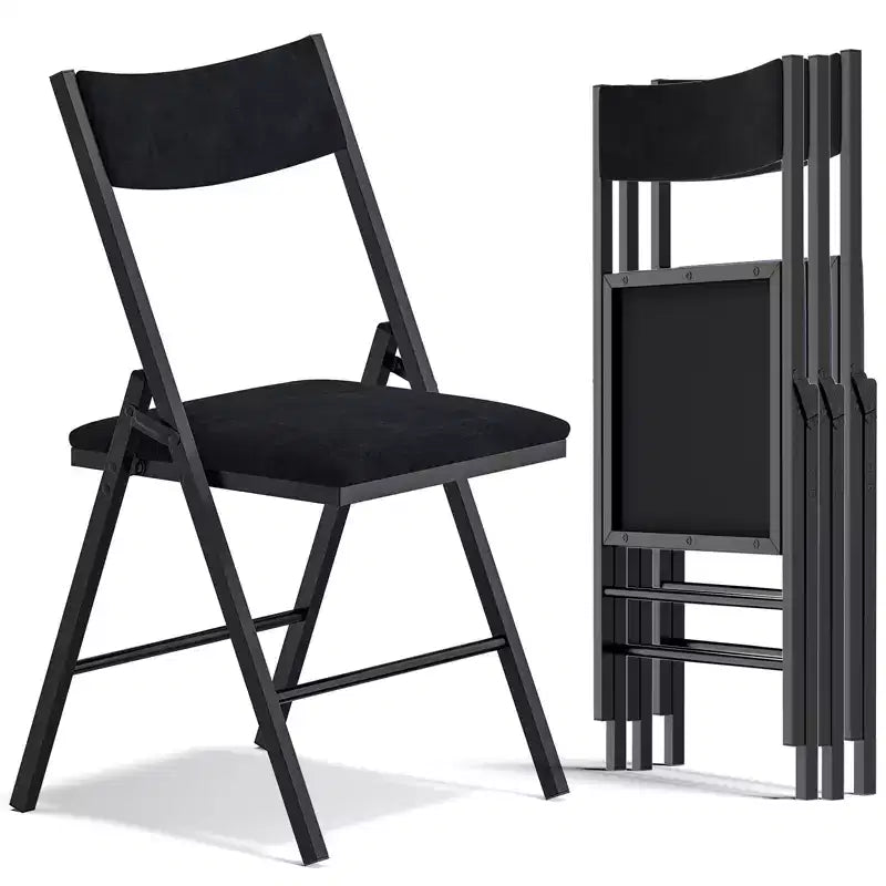 SUGIFT Padded Folding Chair Set of 4/6  Cushioned Seat & Backrest for Home, Office, Dining, or Events (Black/Blue)