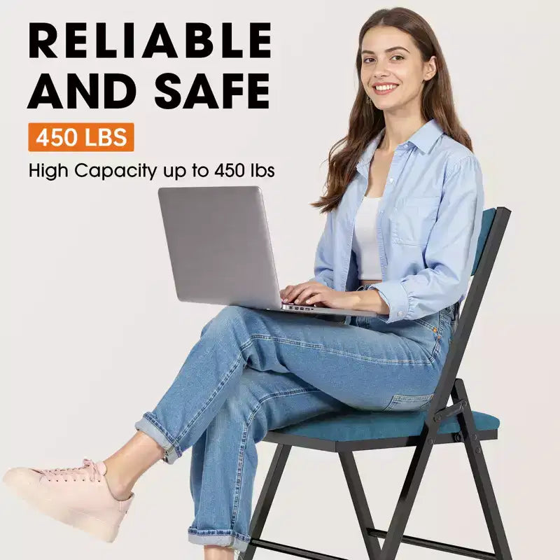 SUGIFT Chaise Pliante Rembourrée, Lot de 4 ou 6, Assise et Dossier Coussinnés pour Maison, Bureau, Salle à Manger ou Événements (Noir/Bleu)