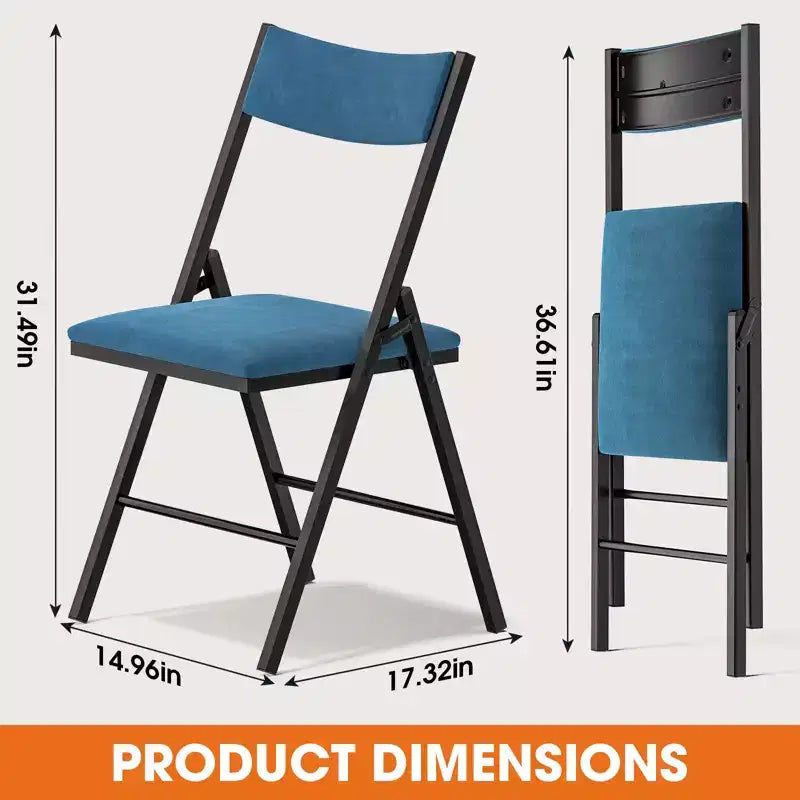 SUGIFT Chaise Pliante Rembourrée, Lot de 4 ou 6, Assise et Dossier Coussinnés pour Maison, Bureau, Salle à Manger ou Événements (Noir/Bleu)