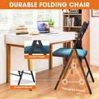SUGIFT Chaise Pliante Rembourrée, Lot de 4 ou 6, Assise et Dossier Coussinnés pour Maison, Bureau, Salle à Manger ou Événements (Noir/Bleu)