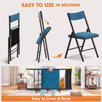 SUGIFT Chaise Pliante Rembourrée, Lot de 4 ou 6, Assise et Dossier Coussinnés pour Maison, Bureau, Salle à Manger ou Événements (Noir/Bleu)