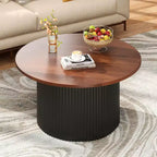 Costway Table Basse Ronde 81 cm Table à Thé avec Cadre en Bois Massif Table d'Appoint Cocktail pour Maison