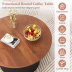 Costway Table Basse Ronde 81 cm Table à Thé avec Cadre en Bois Massif Table d'Appoint Cocktail pour Maison