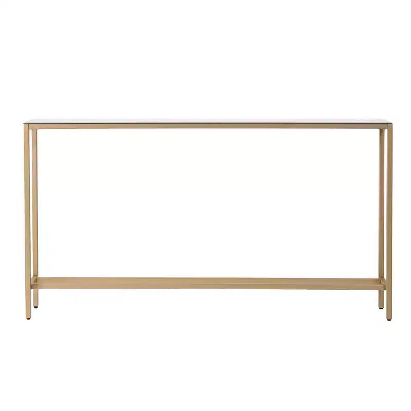 Console étroite et longue Darrin avec plateau miroir - Doré - SEI